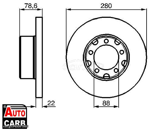 Δισκοπλακα BOSCH 0986478529 για MERCEDES-BENZ T1 1977-1996, MERCEDES-BENZ T1/TN 1981-1995, MERCEDES-BENZ T2/LN1 1986-1994