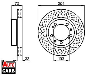 Δισκοπλακα BOSCH 0986478597 για PORSCHE 911 1993-1997