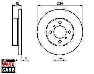 Δισκοπλακα BOSCH 0986478636 για MITSUBISHI COLT 1992-1996, MITSUBISHI LANCER 1991-1996, MITSUBISHI MIRAGE 1991-2003