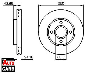 Δισκοπλακα BOSCH 0986478671 για FORD ESCORT 1990-2002, FORD ORION 1990-1996