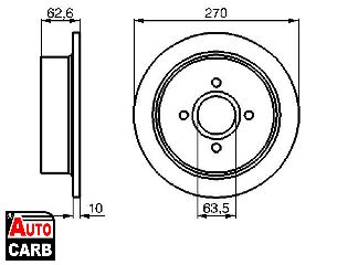 Δισκοπλακα BOSCH 0986478672 για FORD ESCORT 1990-2002, FORD ORION 1990-1996