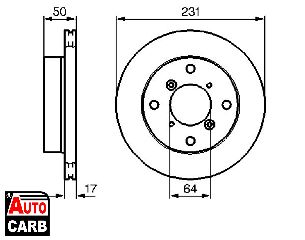 Δισκοπλακα BOSCH 0986478721 για SUBARU JUSTY 1995-2003, SUZUKI ALTO 1993-2004, SUZUKI CAPPUCCINO 1992-1998