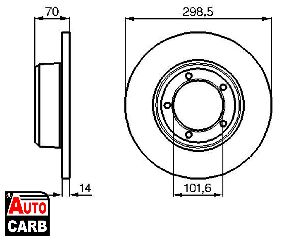 Δισκοπλακα BOSCH 0986478827 για LAND ROVER 110/127 1983-1990, LAND ROVER 90 1984-1990, LAND ROVER DEFENDER 1990-2016