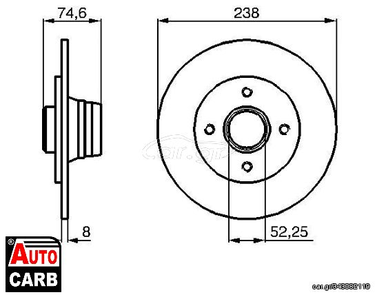 Δισκοπλακα BOSCH 0986478866 για RENAULT CLIO 1990-1999