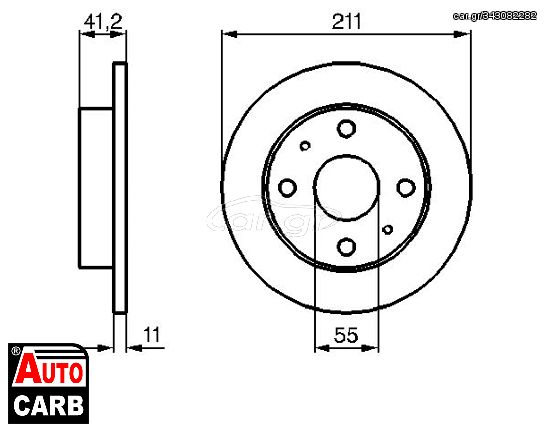 Δισκοπλακα BOSCH 0986479119 για DAIHATSU CUORE 1998-2003, DAIHATSU MIRA 1998-2003, DAIHATSU TREVIS 2006-