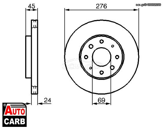 Δισκοπλακα BOSCH 0986479140 για MITSUBISHI GALANT 1992-2004, MITSUBISHI LANCER 1991-1996