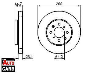 Δισκοπλακα BOSCH 0986479226 για HONDA CIVIC 2000-2006