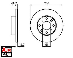 Δισκοπλακα BOSCH 0986479240 για ROVER 200 1989-2000, ROVER 400 1990-1995