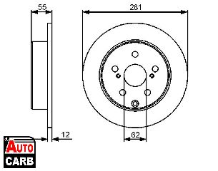 Δισκοπλακα BOSCH 0986479419 για TOYOTA RAV 2005-2014