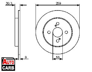 Δισκοπλακα BOSCH 0986479420 για TOYOTA IQ 2008-2015, TOYOTA RACTIS 2005-2010, TOYOTA VIOS/YARIS 2005-2013