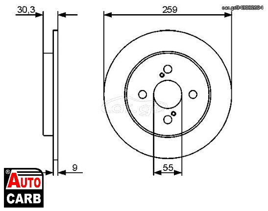 Δισκοπλακα BOSCH 0986479420 για TOYOTA IQ 2008-2015, TOYOTA RACTIS 2005-2010, TOYOTA VIOS/YARIS 2005-2013