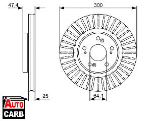 Δισκοπλακα BOSCH 0986479534 για HONDA CIVIC 2000-2006, HONDA INTEGRA 2001-