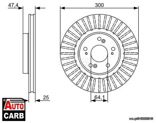 Δισκοπλακα BOSCH 0986479534 για HONDA CIVIC 2000-2006, HONDA INTEGRA 2001-