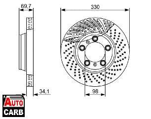 Δισκοπλακα BOSCH 0986479580 για PORSCHE 911 1997-2013