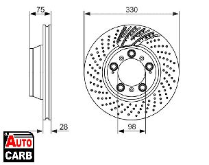 Δισκοπλακα BOSCH 0986479581 για PORSCHE 911 1997-2020, PORSCHE PANAMERA 2009-2017