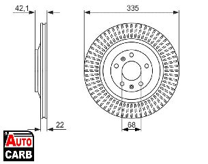 Δισκοπλακα BOSCH 0986479591 για AUDI A8 2002-2010, BENTLEY CONTINENTAL 2003-2013, VW PHAETON 2002-2016