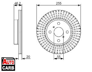 Δισκοπλακα BOSCH 0986479616 για TOYOTA IQ 2008-2015, TOYOTA YARIS 2010-