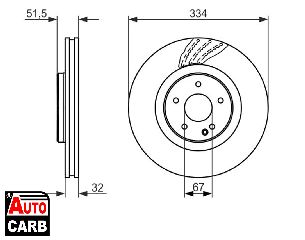 Δισκοπλακα BOSCH 0986479650 για MERCEDES-BENZ SL 1989-2004