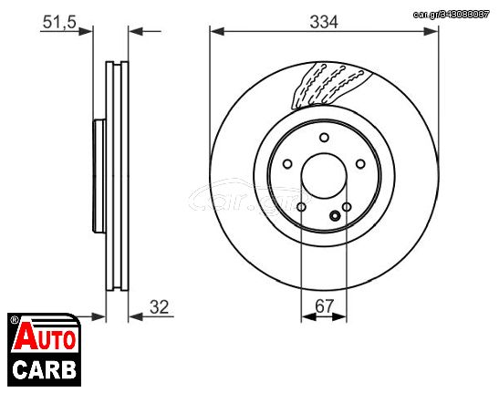 Δισκοπλακα BOSCH 0986479650 για MERCEDES-BENZ SL 1989-2004