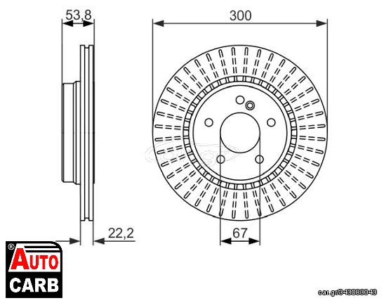 Δισκοπλακα BOSCH 0986479653 για CHRYSLER CROSSFIRE 2003-2008, MERCEDES-BENZ C-CLASS 1993-2011, MERCEDES-BENZ CLK 1997-2010