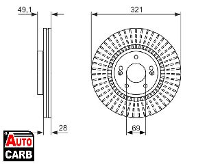 Δισκοπλακα BOSCH 0986479786 για HYUNDAI GRAND 2013-, HYUNDAI SANTA 2005-2015, KIA SORENTO 2009-2016