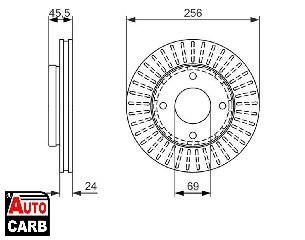 Δισκοπλακα BOSCH 0986479958 για MITSUBISHI COLT 2002-2012, SMART FORFOUR 2004-2006