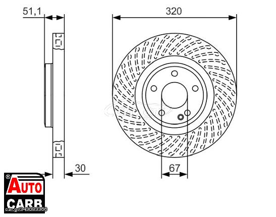 Δισκοπλακα BOSCH 0986479A59 για MERCEDES-BENZ A-CLASS 2012-2018, MERCEDES-BENZ B-CLASS 2011-2018, MERCEDES-BENZ CLA 2013-2019