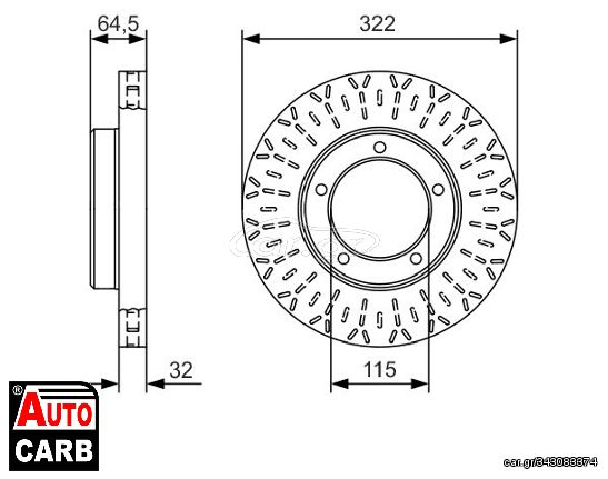 Δισκοπλακα BOSCH 0986479A64 για TOYOTA LAND 1984-2008