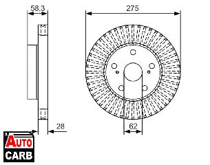 Δισκοπλακα BOSCH 0986479A97 για TOYOTA HILUX 2004-