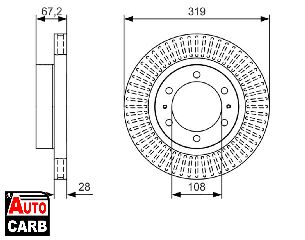 Δισκοπλακα BOSCH 0986479T80 για TOYOTA FORTUNER 2004-2015, TOYOTA HILUX 2004-