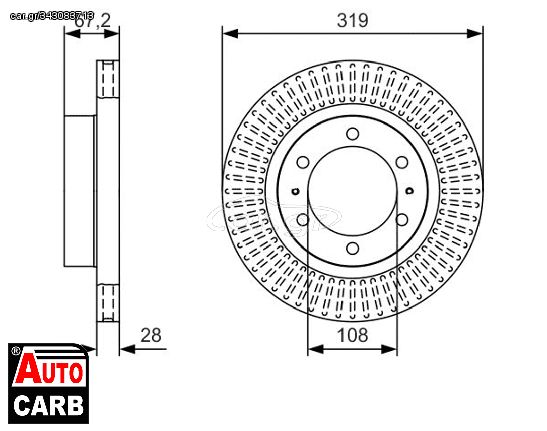 Δισκοπλακα BOSCH 0986479T80 για TOYOTA FORTUNER 2004-2015, TOYOTA HILUX 2004-