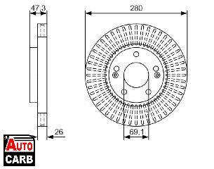 Δισκοπλακα BOSCH 0986479U10 για HYUNDAI COUPE 2001-2012, HYUNDAI SONATA 2004-2015, HYUNDAI TUCSON 2004-2010