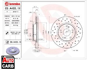 Δισκοπλακα BREMBO 09A4551X για HONDA CIVIC 2005-, HONDA FR-V 2004-, HONDA STREAM 2005-