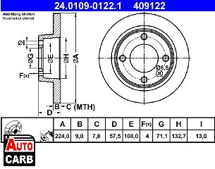 Δισκοπλακα ATE 24010901221 για CITROEN XANTIA 1993-2003