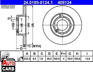 Δισκοπλακα ATE 24010901241 για SEAT AROSA 1997-2004, SEAT CORDOBA 1993-2002, SEAT IBIZA 1993-2002