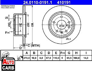 Δισκοπλακα ATE 24011001911 για OPEL OMEGA 1986-1994, OPEL SENATOR 1987-1993, VAUXHALL CARLTON 1986-1994