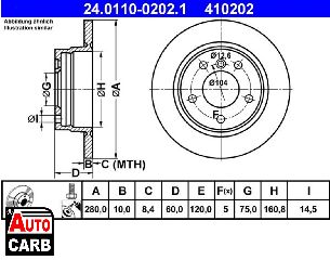 Δισκοπλακα ATE 24011002021 για BMW 3 1990-2006