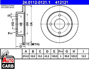 Δισκοπλακα ATE 24011201211 για NISSAN MICRA 1982-1992