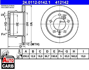 Δισκοπλακα ATE 24011201421 για MERCEDES-BENZ SPRINTER 1995-2006, VW LT 1996-2006