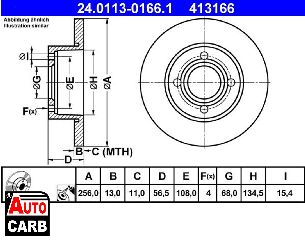 Δισκοπλακα ATE 24011301661 για AUDI 80 1991-1996