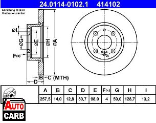 Δισκοπλακα ATE 24011401021 για FIAT CROMA 1985-1996, LANCIA THEMA 1984-1994