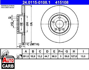 Δισκοπλακα ATE 24011501081 για ALFA ROMEO 147 2000-2010, ALFA ROMEO 156 1997-2006