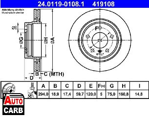 Δισκοπλακα ATE 24011901081 για BMW 3 1997-2007