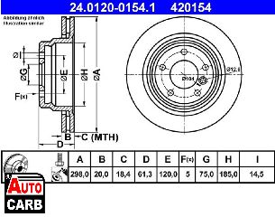 Δισκοπλακα ATE 24012001541 για BMW 5 1995-2004