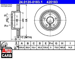 Δισκοπλακα ATE 24012001831 για BMW 5 2001-2010, BMW 6 2003-2010