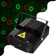 GloboStar® 85819 Διακοσμητικό Φωτιστικό Ειδικών Εφέ CIRCLES DOT 3D LASER 30W AC 230V - με Διακόπτη OnOff - Sound Activated - Πρίζα Schuko IP20 Κόκκινο & Πράσινο