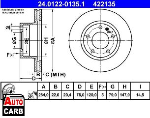 Δισκοπλακα ATE 24012201351 για BMW 5 1981-1987