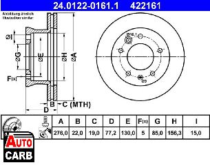 Δισκοπλακα ATE 24012201611 για MERCEDES-BENZ SPRINTER 1995-2012, VW LT 1996-2006