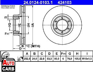 Δισκοπλακα ATE 24012401031 για OPEL ARENA 1997-2001, RENAULT 20 1975-1983, RENAULT 30 1975-1986