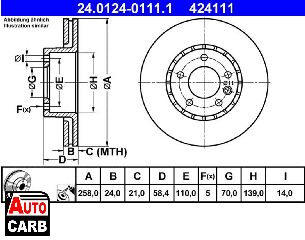 Δισκοπλακα ATE 24012401111 για OPEL OMEGA 1986-1994, VAUXHALL CARLTON 1986-1994